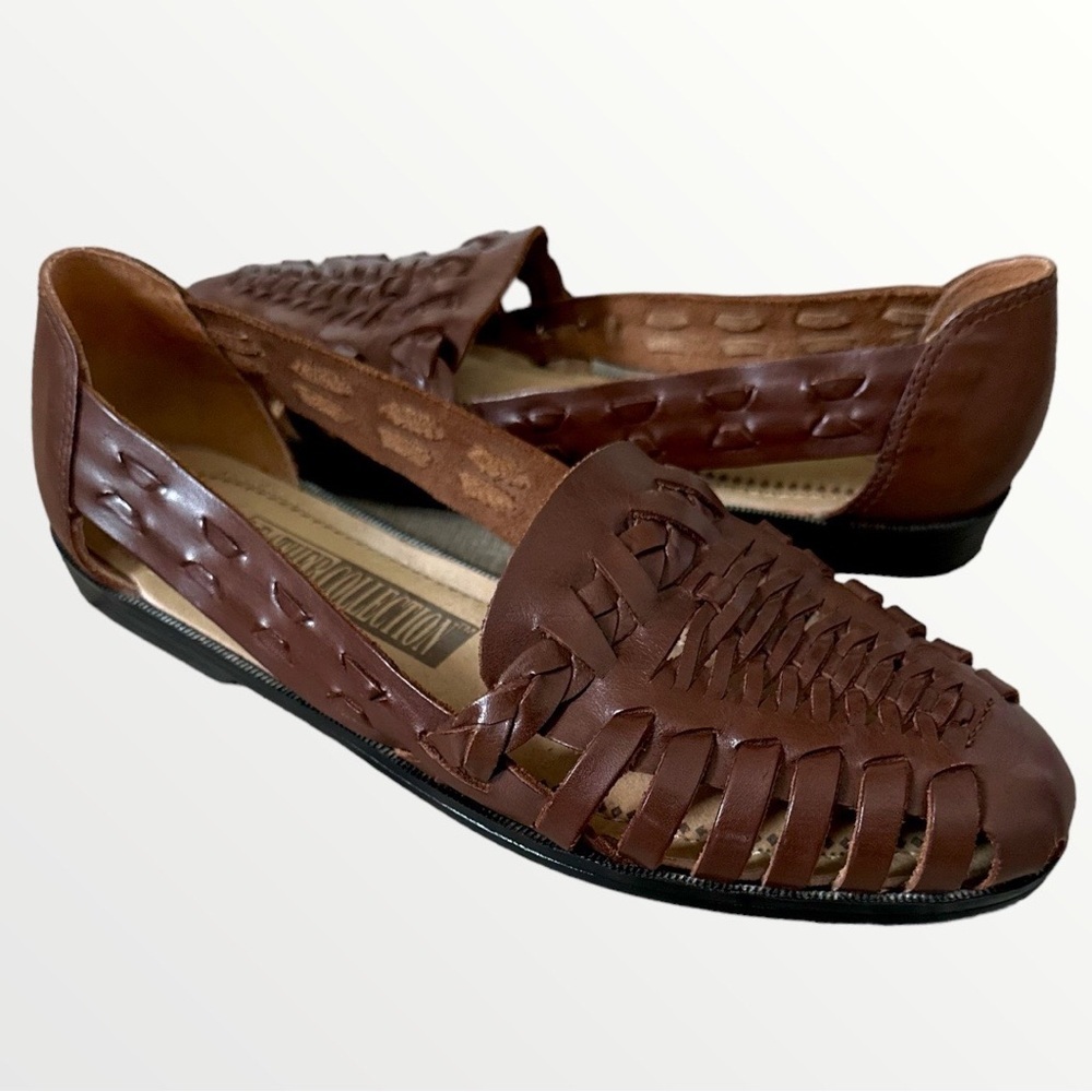 ‘New’ Vintage 1980s Leather Loafer Sandals The Leather Collection Women’s Size 7